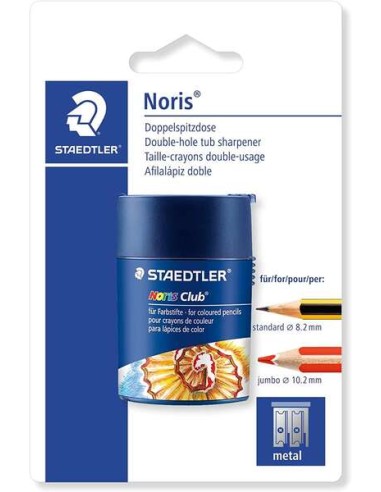 Staedtler Noris Club 512 Apontador de Plástico Duplo Uso para Lápis Normais e Grossos - De 7mm até 12mm - Depósito