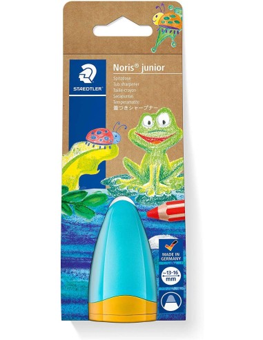 Staedtler Noris Junior 516 Apontador de Plástico com Depósito - Forma Cônica para Mãos Pequenas - Para Lápis Grossos