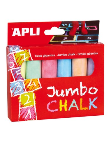 Apli Giz Redondo Jumbo de Cores Sortidas - Tamanho Ø 25 x 105mm - Fabricado com Sulfato de Cálcio de Baixo Resíduo - Ideal para