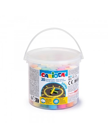 Carioca Pack de 20 Giz Maxi Pote com Alça - sem Pó - Cores Brilhantes - Laváveis - Fáceis de Apagar - Cores Variadas