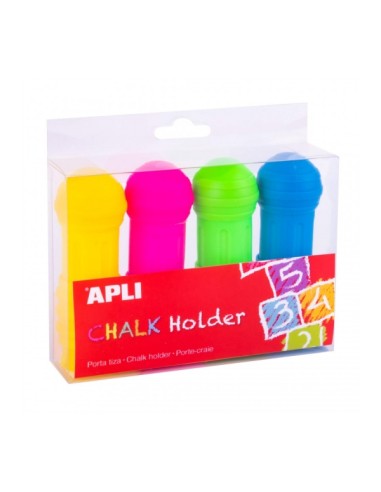 Apli Pack de 4 Porta-giz para Giz Jumbo - Previna Quebras - Ajuste de Comprimento - Maior Precisão - Mãos Limpas - Cores Sortid