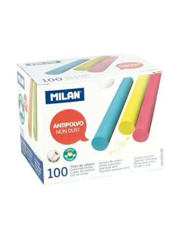 Milan Pack de 100 Giz - Redondos - Antipoeira - Não Contêm Caseína nem Gesso - Cores Sortidas