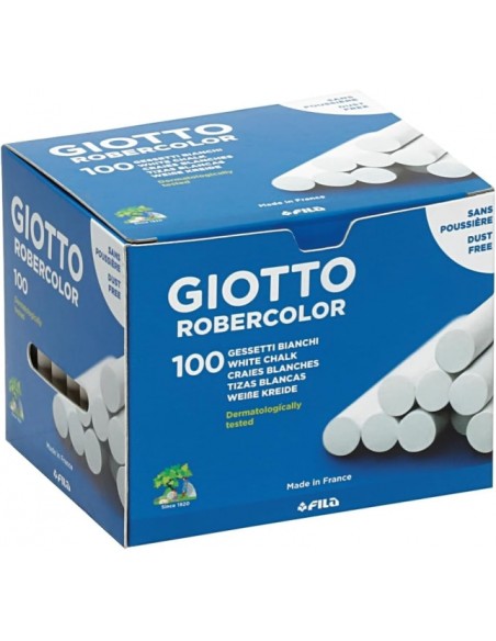 Giotto Robercolor Pack de 100 Giz Redondo - Testado Dermatologicamente - Compacto e Durável - Cor Branca