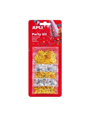 Apli Confeti Estrela Sortido - Ideal para Festas, Casamentos, Celebrações Infantis, Artesanato e Carnaval - Cor Ouro e Prata