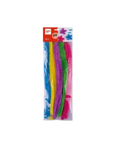 Apli Kids Saco de 15 Limpadores de Cachimbo Colossal - Flexíveis e Suaves - Medidas 15x300mm - Cores Sortidas