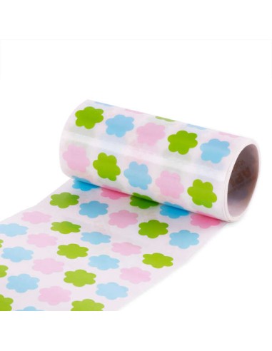 Apli Kids Rolo de 900 Autocolantes em Forma de Flor - Adesivo à Base de Água - Livre de Solventes - Materiais 100% Recicláveis 