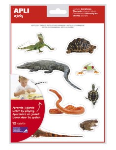 Apli Gomets Temáticos Realistas de Répteis e Anfíbios - 120 Gomets - Imagens Realistas para Relacionar Animais - Adesivo Removí