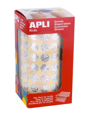Apli Gomets Redondos Holográficos - Tamanho Ø 10,5mm - Adesivo Permanente - 5192 Gomets por Rolo - Ideal para Desenvolver Habil