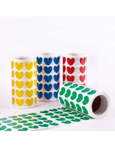 Apli Pacote de 4 Rolos de Adesivos Coração - 1770 Adesivos por Rolo - Adesivo Permanente - 7080 Adesivos no Total - Ideais para 2