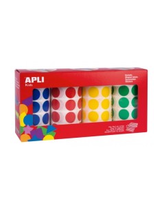 Apli Pack de 4 Rolos de Adesivos Redondos Ø 20mm - 1770 Adesivos por Rolo - Adesivo Permanente - 7080 Adesivos no Total - Ideai