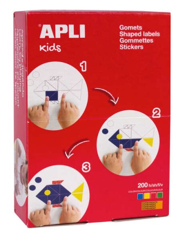 Apli Gomets Triangulares com Adesivo Permanente - 3 Medidas: 10x8x8mm, 23x17x17mm e 33x23x23mm - 14000 Gomets por Caixa - Ideal