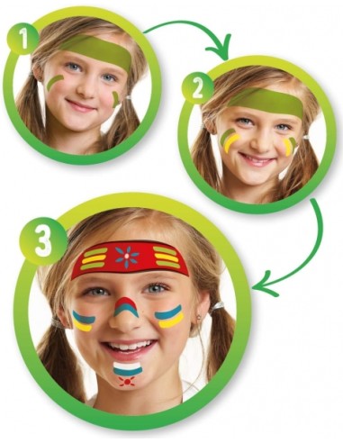 Pacote de Maquiagem Alpino Fiesta Carnival com 6 Bastões de Pintura Facial + Pincel + Tatuagens Adesivas + Lápis Delineador e 2