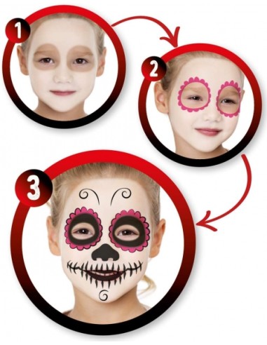 Alpino Fiesta Horror Pack de Maquiagem com 6 Bastões de Pintura Facial + Pincel + Tatuagens em Decalque + Lápis Delineador e 2 