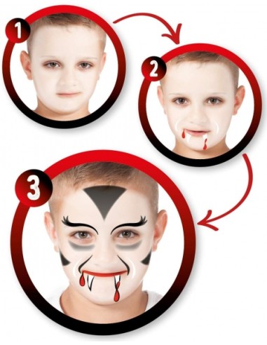 Alpino Fiesta Horror Pack de Maquiagem com 6 Bastões de Pintura Facial + Pincel + Tatuagens em Decalque + Lápis Delineador e 2 