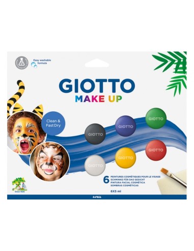 Giotto Make Up Classic Pack com 6 Maquiagens Faciais - Sai com Água - Dermatologicamente Testado - Cores Clássicas Sortidas