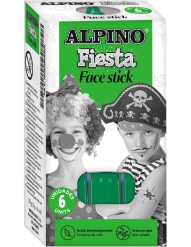 Alpino Fiesta Face Stick Pack com 6 Barras de Pintura Facial - Sistema Retrátil Giratório - Lavável com Água - Testado Dermatol