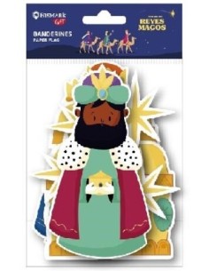 Bismark Pacote de Bandeirolas de Papel Reis Magos - Reis, Estrelas e Cofres - Não Inclui a Corda