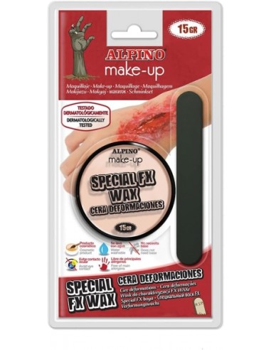Alpino Special FX Wax Pote de Cera para Efeitos de Feridas, Deformações, Cicatrizes etc... - Contém Espátula Aplicadora - Lava-