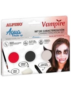 Set de Maquiagem Alpino Aqua de Caracterização de Vampiros - 3 Pó Compacto + Cera Preta + Pincel + Esponja