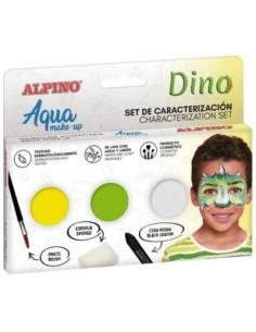 Conjunto de Maquiagem Alpino Aqua de Caracterização de Dinossauro - 3 Paletas + Cera Preta + Pincel + Esponja