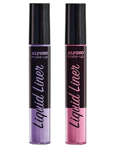 Pack de Delineador Líquido Alpino Make-up com 2 Frascos de Maquiagem Líquida com Aplicador - Lavável com Água - Testado Dermato
