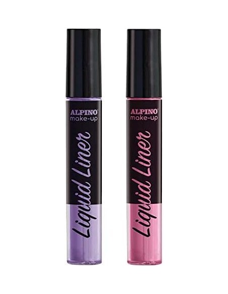 Pack de Delineador Líquido Alpino Make-up com 2 Frascos de Maquiagem Líquida com Aplicador - Lavável com Água - Testado Dermato