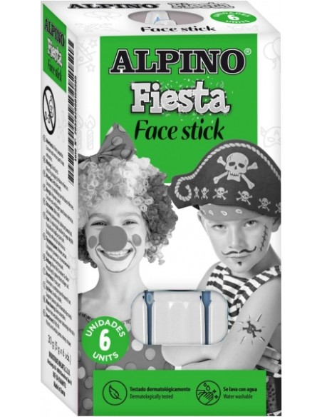 Alpino Fiesta Face Stick Pack com 6 Barras de Pintura Facial - Sistema Retrátil Giratório - Lavável com Água - Testado Dermatol