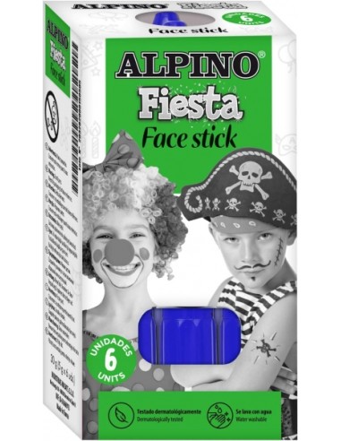 Alpino Fiesta Face Stick Pack com 6 Bastões de Pintura Facial - Sistema Retrátil Giratório - Lavar com Água - Testado Dermatolo