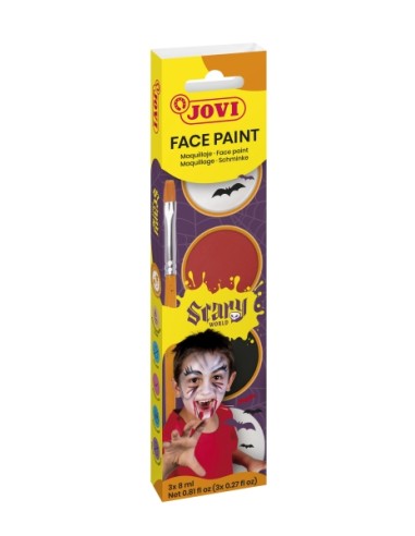 Jovi Scary Estojo de 3 Potes 8ml Maquiagem Creme + Acessórios - Hipoalergênico - Fácil Aplicação - Base Oleosa - Remoção Simple