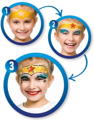 Alpino Fiesta Superheroes Pack de Maquiagem com 6 Bastões de Pintura Facial + Pincel + Tatuagens em Decalque + Lápis Delineador