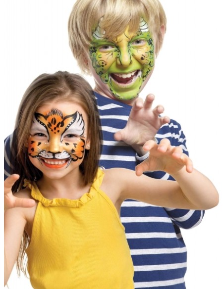 Alpino Fiesta Animais Pack de Maquiagem com 6 Bastões de Pintura Facial + Pincel + Tatuagens em Adesivo + Lápis Delineador e 2 