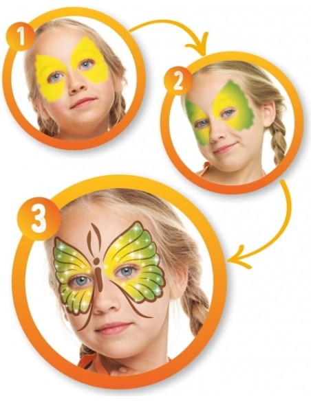 Alpino Fiesta Animais Pack de Maquiagem com 6 Bastões de Pintura Facial + Pincel + Tatuagens em Adesivo + Lápis Delineador e 2 