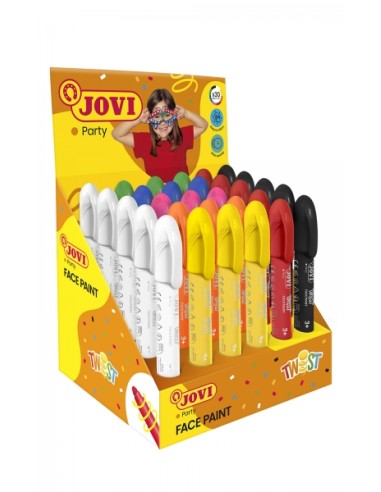 Jovi Twist Face Paint Expositor 30 Sticks de Maquiagem - Base Água - Fácil Aplicação - para Todos os Tipos de Pele - Grande Cap