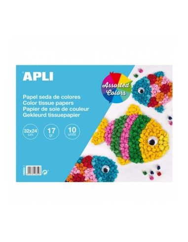 Apli Bloco de Papel de Seda - 10 Folhas - Ideal para Artesanato e Origami - Cores Sortidas