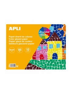 Apli Bloco de Papel de Charol - 85gr - 10 Folhas - Ideal para Artesanato, Scrapbooking, Origami - Cores Sortidas