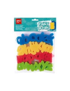 Apli Kids Paint & Fun Pack de 26 Carimbos de Esponja Modelo abc para Estampagem - Formas de Letras Minúsculas - Cores Sortidas