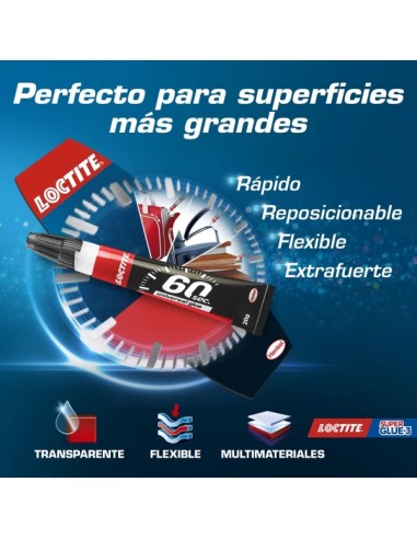 Loctite 60Seg Cola Extraforte 20g - Cola em 60 Segundos - Adesivo Reposicionável em Gel Transparente - Ideal para Superfícies V