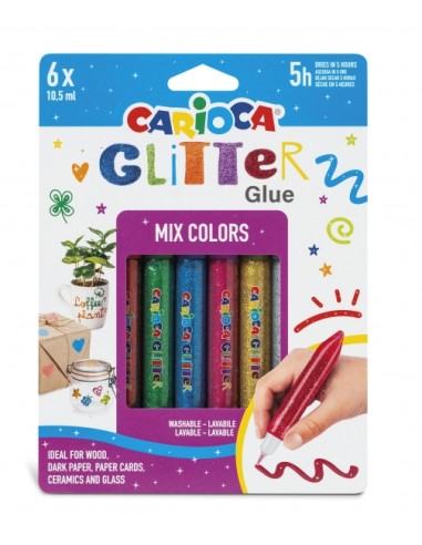 Cola com Glitter Carioca Multiglitter Blister com 6 Tubos de Cola Colorida