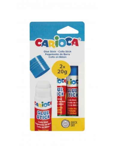 Carioca Pack de 2 Colas em Bastão - Ideal para Casa, Escola e Escritório - Cola Papel, Fotos e Tecidos - sem Solventes - Cores 