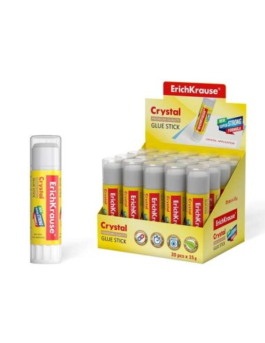Erichkrause Crystal Cola em Bastão Super Forte 15g - Consumo Econômico - Aderência Rápida e Confiável - Cor Transparente