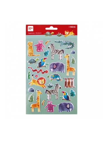 Apli Bolsa de Autocolantes Safari - Relevo e Detalhes Metalizados - Adesivo Permanente - Ideal para Scrapbooking e Decoração - 