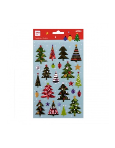Apli Bolsa de Autocolantes de Natal de Árvores de Natal - Detalhes Metalizados - Adesivo Permanente - Ideal para Scrapbooking e