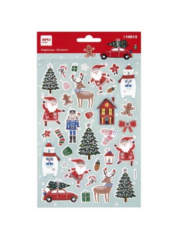 Apli Saco com 33 Autocolantes de Natal Modelo Natal Ski - Adesivo Permanente - Motivos Natalinos