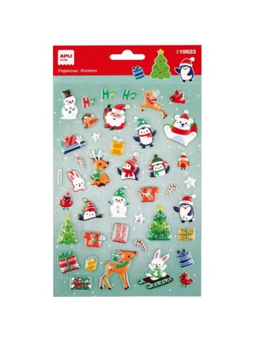 Apli Bolsa com 40 Autocolantes de Natal Modelo Papai Noel Advento - Adesivo Permanente - Motivos Natalinos