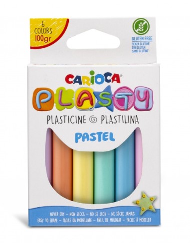 Carioca Pack de 6 Massas de Modelar Cores Pastel - Fácil de Usar - Não Seca - Reutilizável - Cores Brilhantes e Misturáveis - S