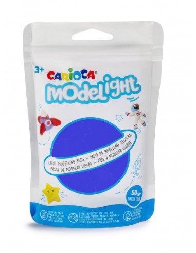 Carioca Modelight Pack de 50g de Massa de Modelar - Super Leve - Elástica e Maleável - Seca ao Ar - Não Suja as Mãos - Reutiliz