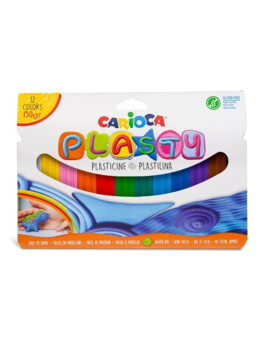 Carioca Plasty Pack de 12 Massas de Modelar Sortidas - Fácil de Usar - Não Seca - Reutilizável - Cores Brilhantes e Misturáveis