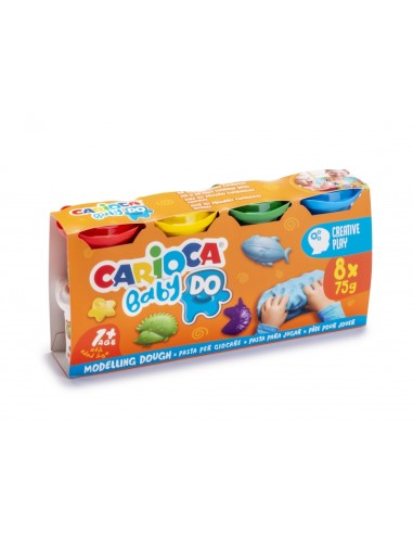 Carioca Baby Do Pack de 8 Massas de Modelar - Super Leve - Elástica - Maleável - Ideal para Primeiras Experiências Táteis - Sec