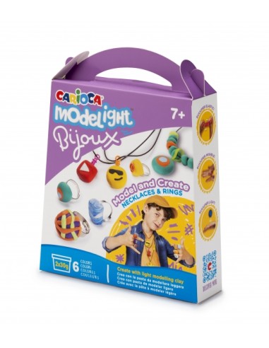Carioca Modelight Bijoux Pack de Criação de Joias - Massa Super Leve e Elástica - sem Glúten - Seca ao Ar - Cores Brilhantes e 