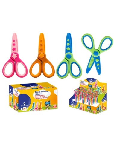 Tesoura Escolar de Plástico Bismark Kids - Decorada com Temas do Mar - Ponta Redonda - 3 Designs Sortidos